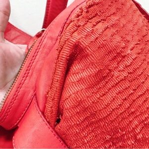 ALEANTO Collezioni Boho Buttery Soft Red Italian Leather Large Crossbody Bag